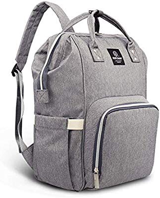 Pipi bear Diaper Bag Backpack Travel Large Spacious Tote Shoulder Bag Organizer (Linen Gray)  尿布袋