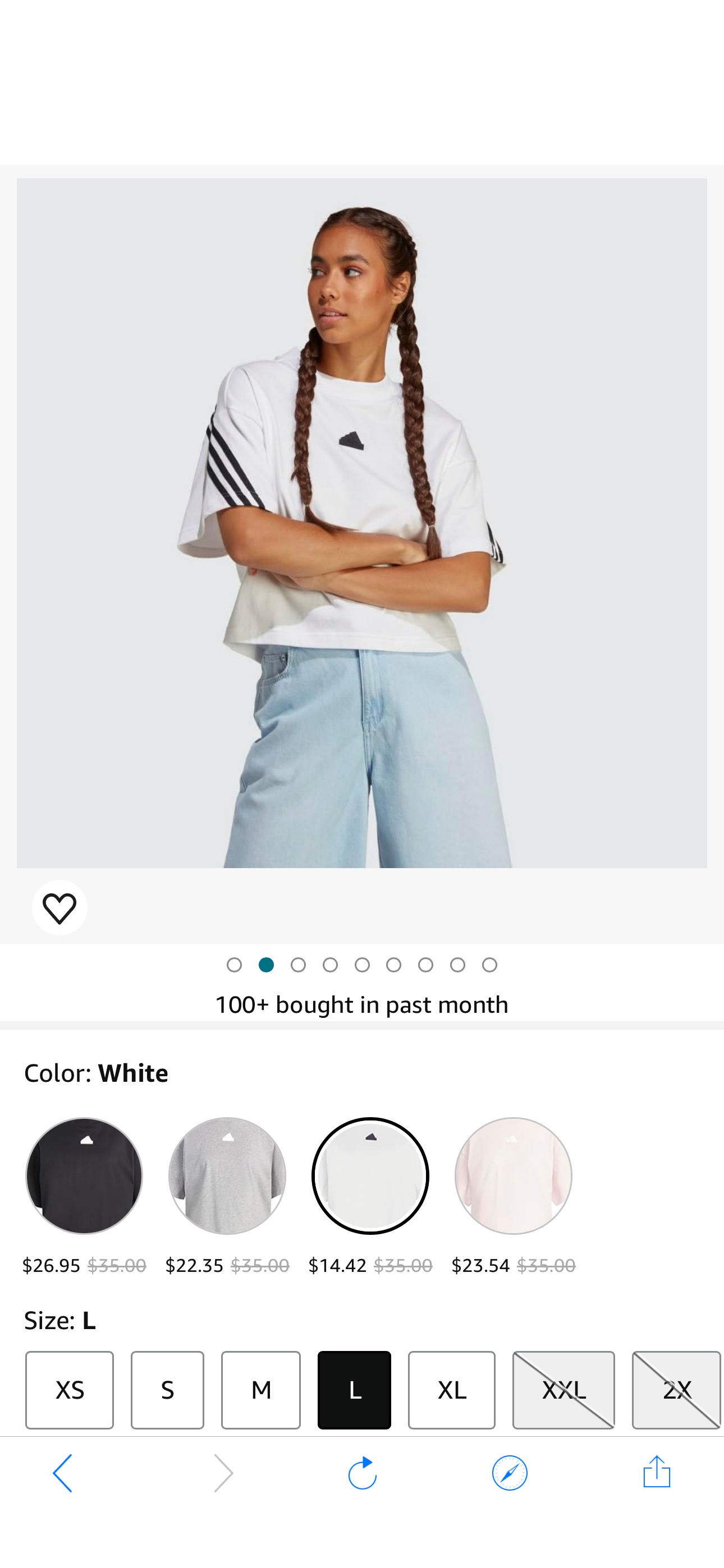Amazon.com: adidas Women's Future Icon Three Stripes T-Shirt, White, Large : Clothing, Shoes & Jewelry