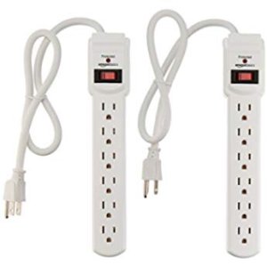 GE White 6 Outlet 2 Pack 2 Ft Cord Switched Power Strip