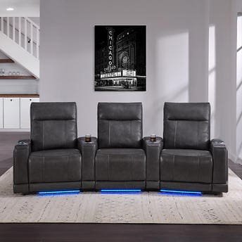 Issac Leather Power Reclining Home Theater Seating