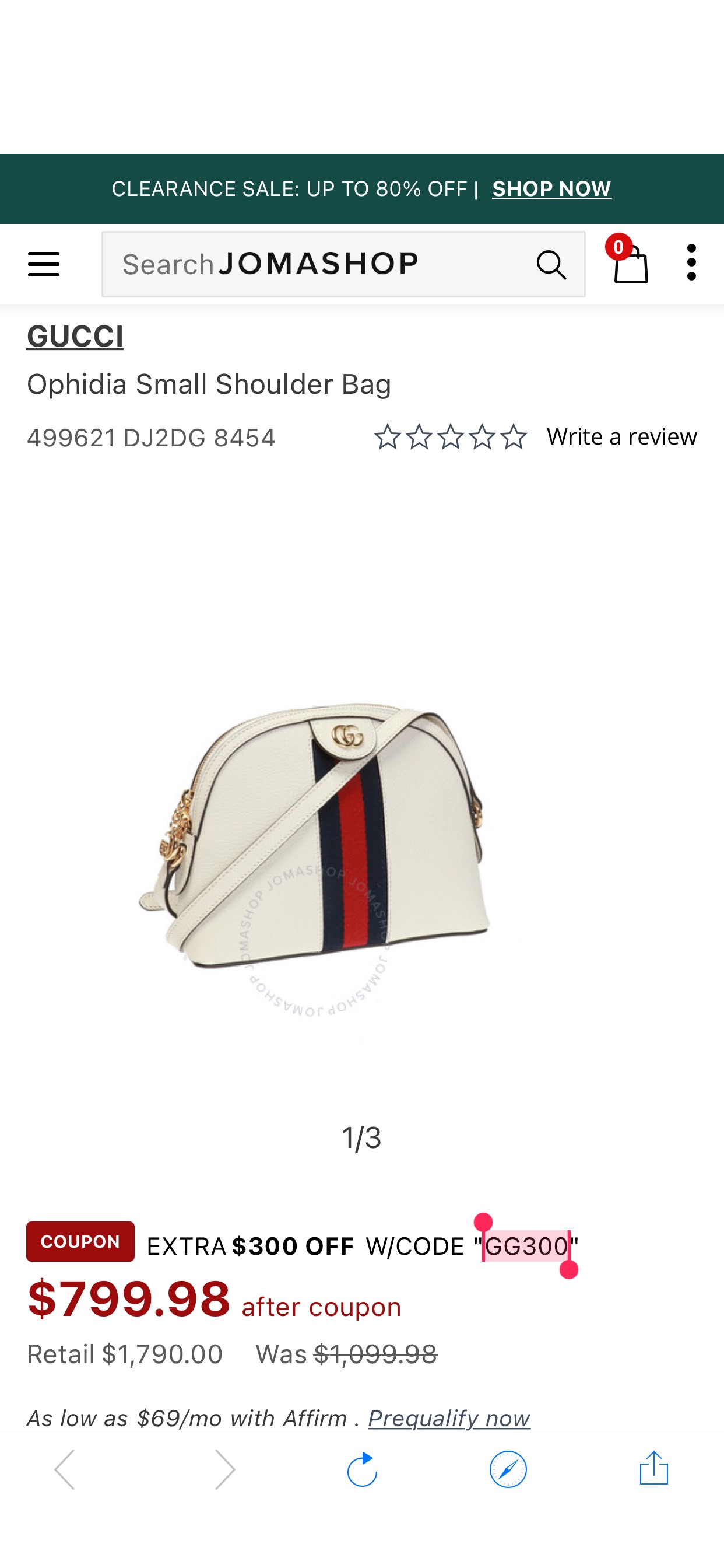 Gucci Ophidia 小号挎包Small Shoulder Bag 499621 DJ2DG 8454 - Handbags, Gucci - Jomashop