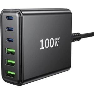 Sacrack 100W GaN Compact 6 Port USB C Charging Station