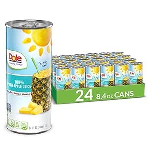 100% Pineapple Juice, No Added Sugar, Excellent Source of Vitamin C, 100% Fruit Juice, 8.4 Fl Oz, 24 Cans