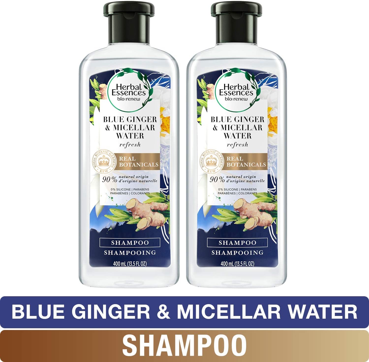 Amazon.com: Herbal Essences, Volume Shampoo With Natural Source Ingredients, For Fine Hair, Color Safe, BioRenew Micellar Water & Blue Ginger, 13.5 fl oz, 伊卡璐洗发水两瓶装