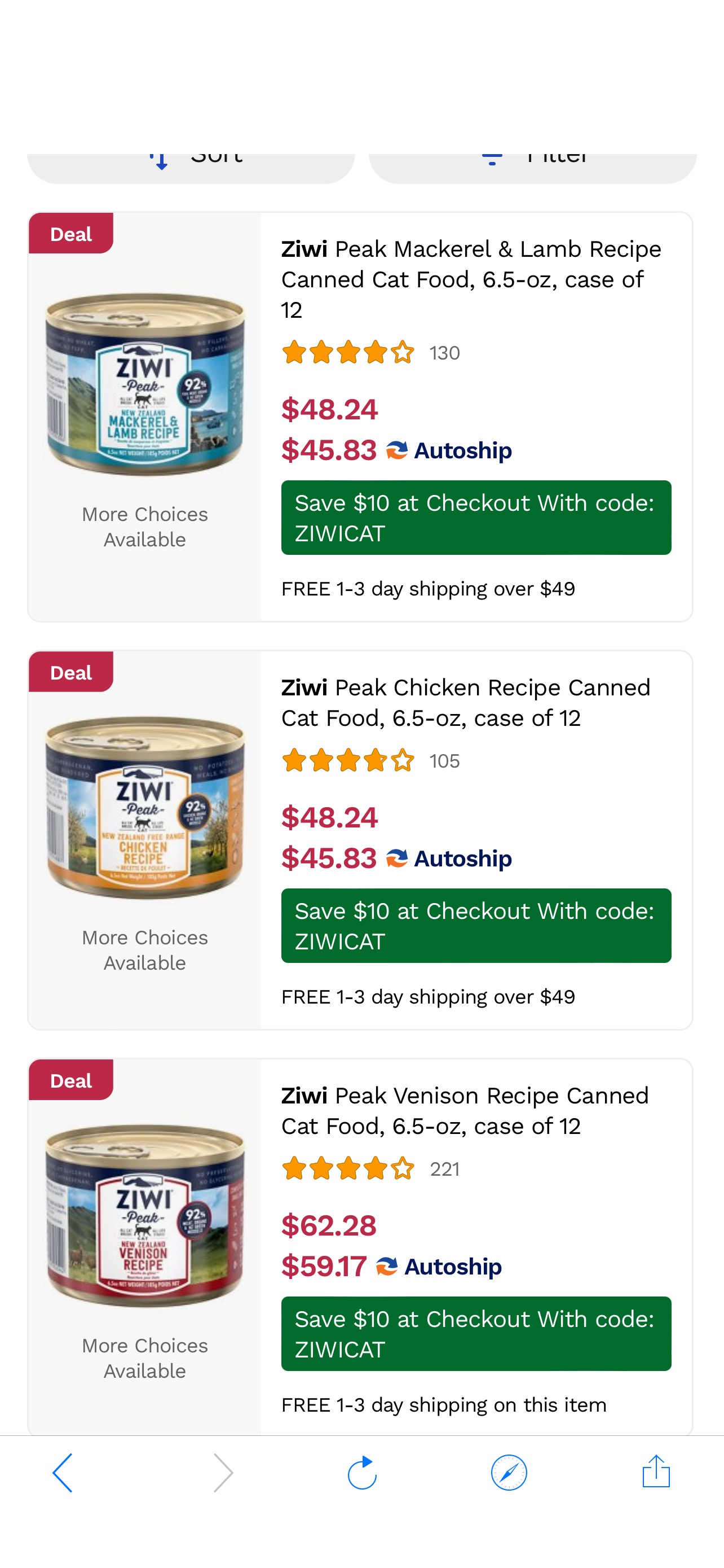 Ziwi Cat Food - Free shipping | Chewy猫罐头$10优惠券