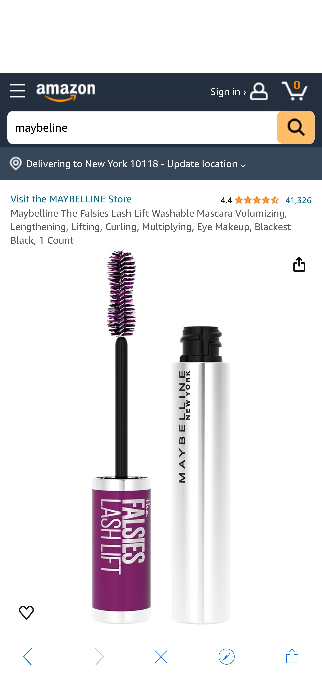 Amazon.com : Maybelline The Falsies Lash Lift Washable Mascara Volumizing, Lengthening, Lifting, Curling, Multiplying, Eye Makeup, Blackest Black, 1 Count : Beauty & Personal Care