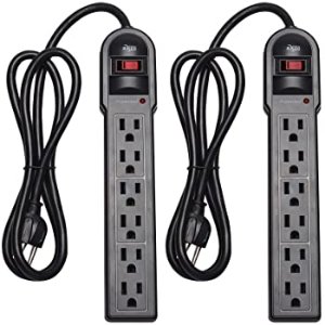 KMC 6-Outlet Surge Protector Power Strip 2-Pack