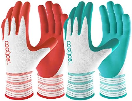 特價 : COOLJOB Gardening Gloves Best Gift for Women Ladies, 6 Pairs Breathable Rubber Coated Yard 