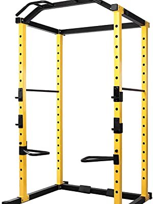 HulkFit 1000-Pound Capacity Multi-Function Adjustable Power Cage with J-Hooks, Dip Bars and Other Optional Attachments