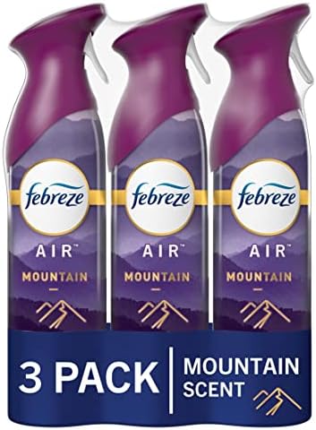 Amazon.com: Febreze Air Fresheners, Room Spray Air Freshener, Bathroom Spray, Mountain Scent Air Effects, 8.8 oz. Can, Pack of 3 : 降价