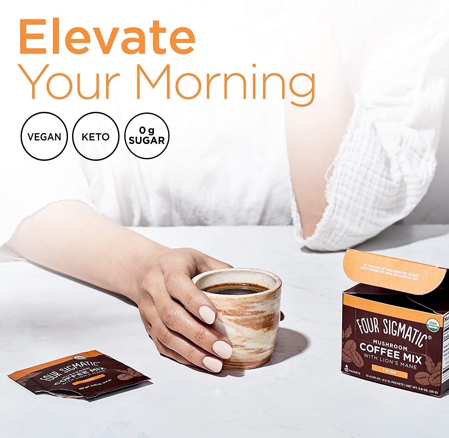 Amazon.com : Mushroom Coffee by Four Sigmatic, Organic and Fair Trade Instant Coffee with Lions Mane, Chaga, & Mushroom Powder, Focus & Immune Support, 10 Count : Grocery & Gourmet Food蘑菇咖啡