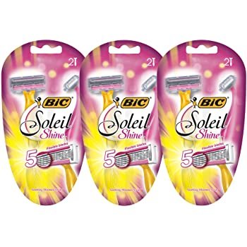 Soleil Shine Women's 5-Blade Disposable Razor, 2 Count - Pack of 3 (6 Razors)