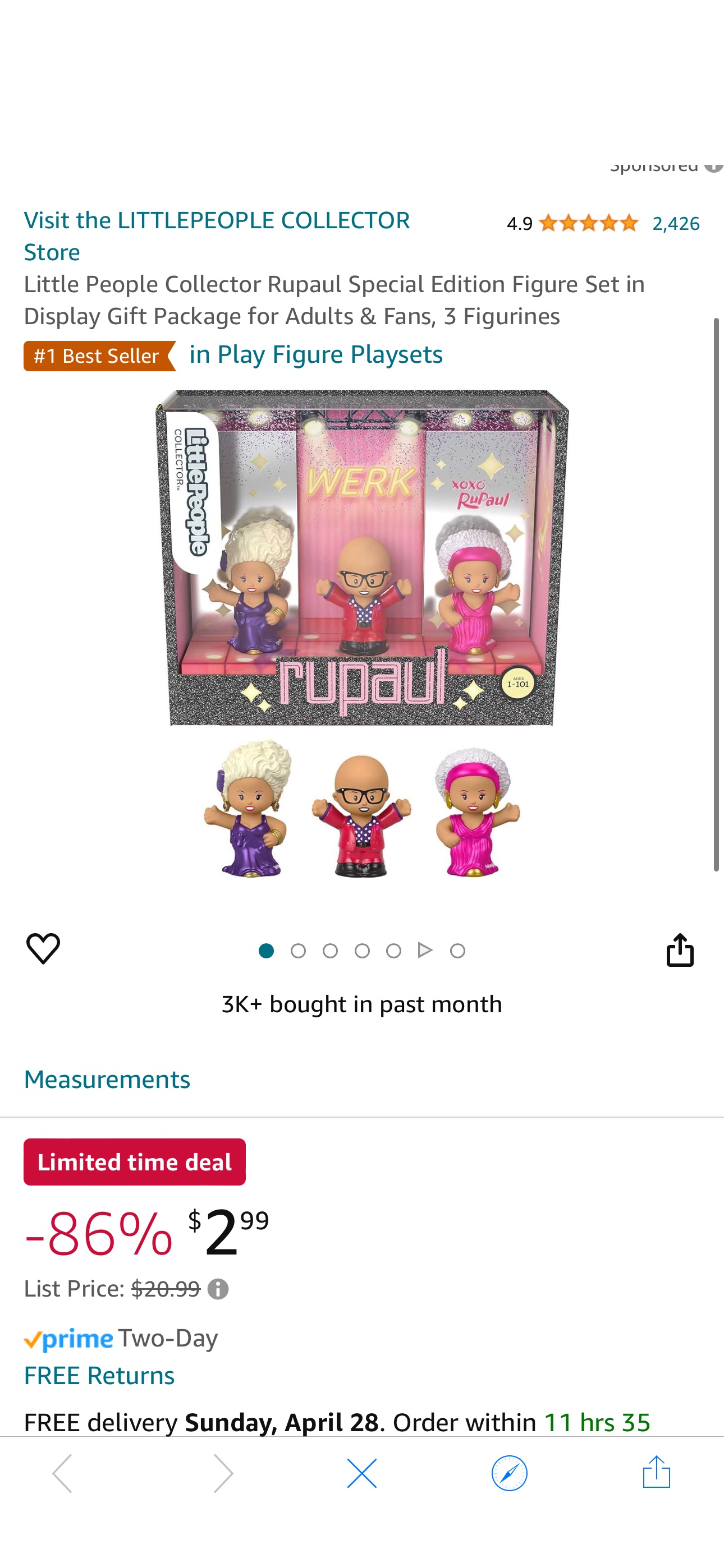 Amazon.com: Little People Collector Rupaul Special Edition Figure Set in Display Gift Package for Adults & Fans, 3 Figurines : RuPaul: Toys & Games