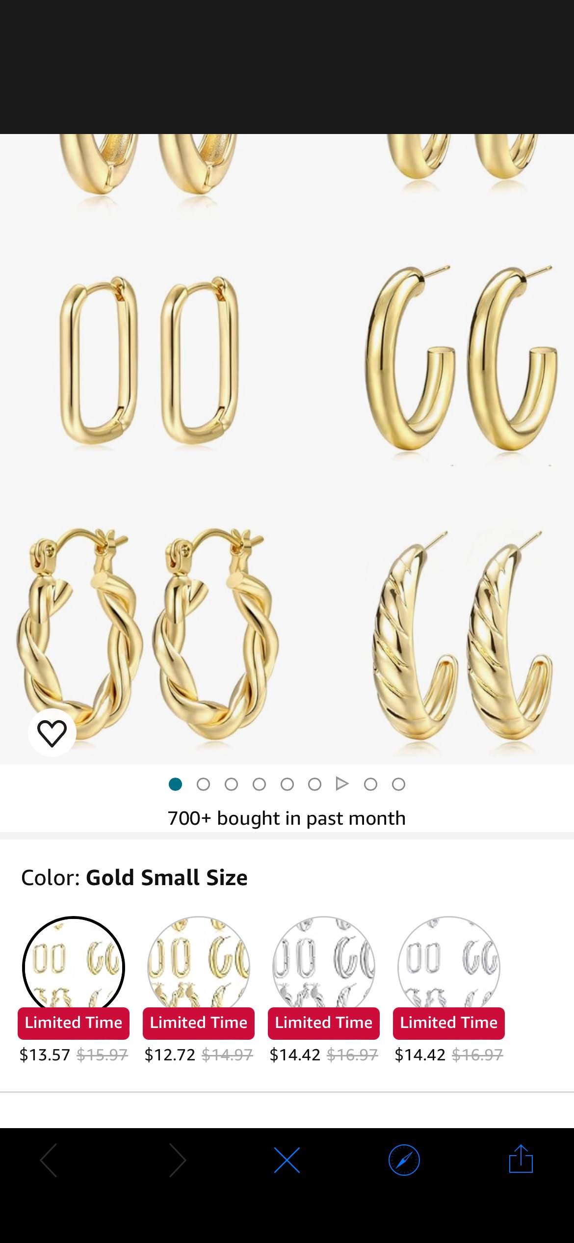 Amazon.com: Gold Hoop Earrings Set for Women, 14K Gold Plated Lightweight Hypoallergenic Chunky Open Hoops Set for Gift (Gold Small Size): Clothing, Shoes & Jewelry
