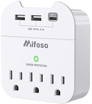 Surge Protector, USB Wall Charger, Multi Plug Outlets Extender with 3 USB Charging Ports