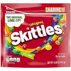 Amazon.com : Skittles, Original Candy Sharing Size Bag, 15.6 oz : 补货