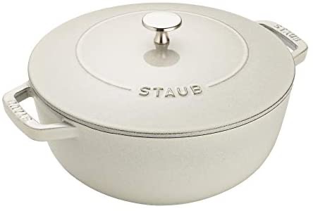 4.2折Staub铸铁锅Amazon.com: STAUB Cast Iron Round Cocotte, 3.75-qt, White Truffle: Kitchen & Dining