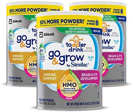 Go & Grow by Similac Non-GMO 幼儿配方奶粉Milk-Based Drink with 2’-FL HMO for Immune Support, Powder, 36 oz, 3罐