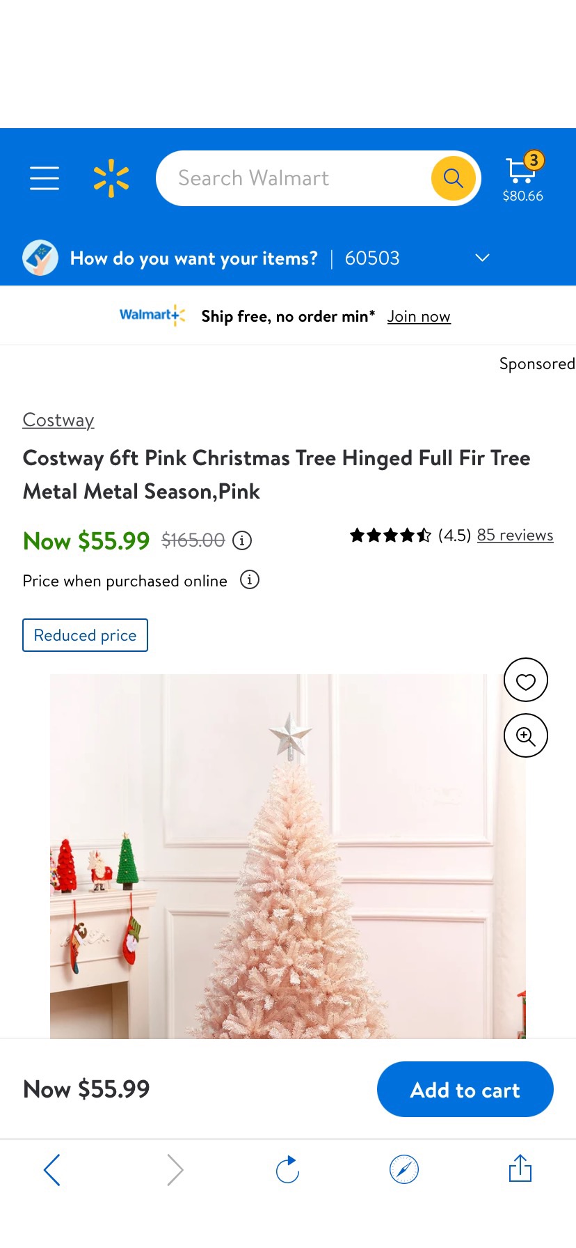 Costway 6ft 粉色圣诞树 Hinged Full Fir Tree Metal Metal Season- Walmart.com