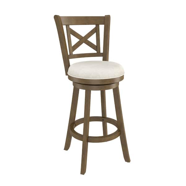 Hillsdale Furniture Hamlin 30.25in Brush Gray Full Back Wood Bar Stool with Fabric Seat Set of 1 5490-830 - The Home Depot