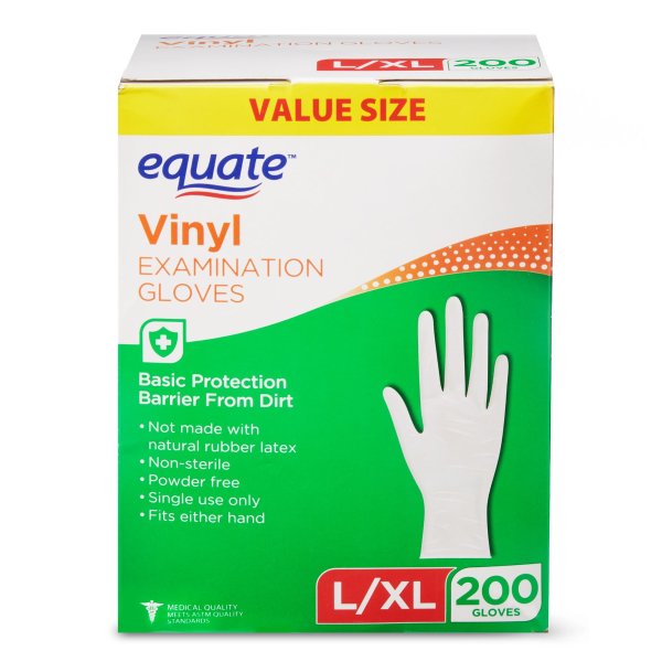 Equate Vinyl Examination Gloves 200 Count