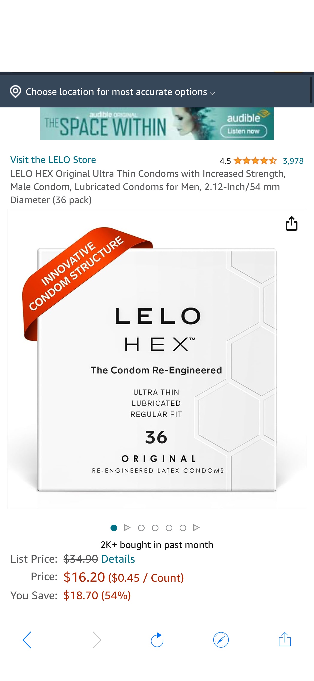 Amazon.com: LELO HEX Original Ultra Thin Condoms with Increased Strength, Male Condom, Lubricated Condoms for Men, 2.12-Inch/54 mm Diameter (36 Pack) : Health & Household