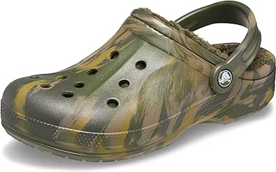 Amazon.com: Crocs Unisex Ralen Lined Clogs | Fuzzy Slippers, Army Green/Multi, Numeric_5 US Men : Clothing, Shoes &amp; Jewelry