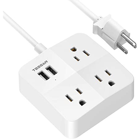 5 Feet Small Extension Cord with 2 USB Ports and 3 Outlets