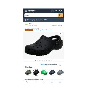 $36.55 Amazon.com | Crocs Unisex-Adult Classic Clogs (Best Sellers), Black, 9 Men/11 Women | Mules & Clogs