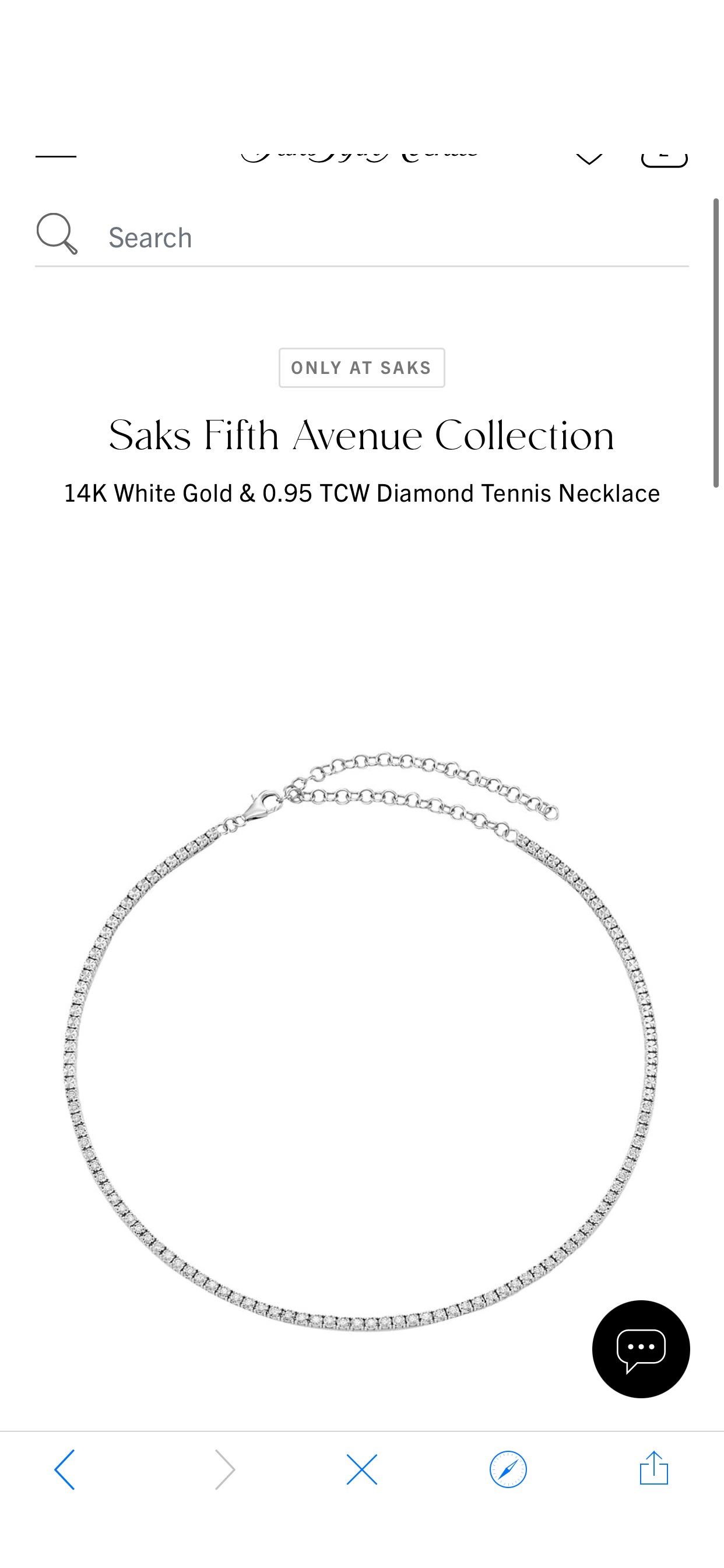 Shop Saks Fifth Avenue Collection 14K White Gold & 0.95 TCW Diamond Tennis Necklace | Saks Fifth Avenue