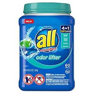 All Mighty Pacs Laundry Detergent 4 in 1 with Odor Lifter, Tub, 60 Count