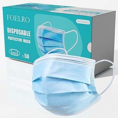 FOELRO Single Use Earloop Facemasks, 50 Masks