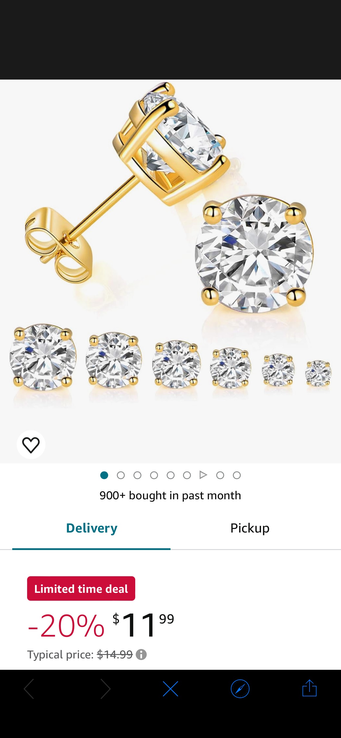 Amazon.com: 6 Pairs 14K Yellow Gold Plated Round Cut Clear Cubic Zirconia Stud Earring Pack: Clothing, Shoes & Jewelry