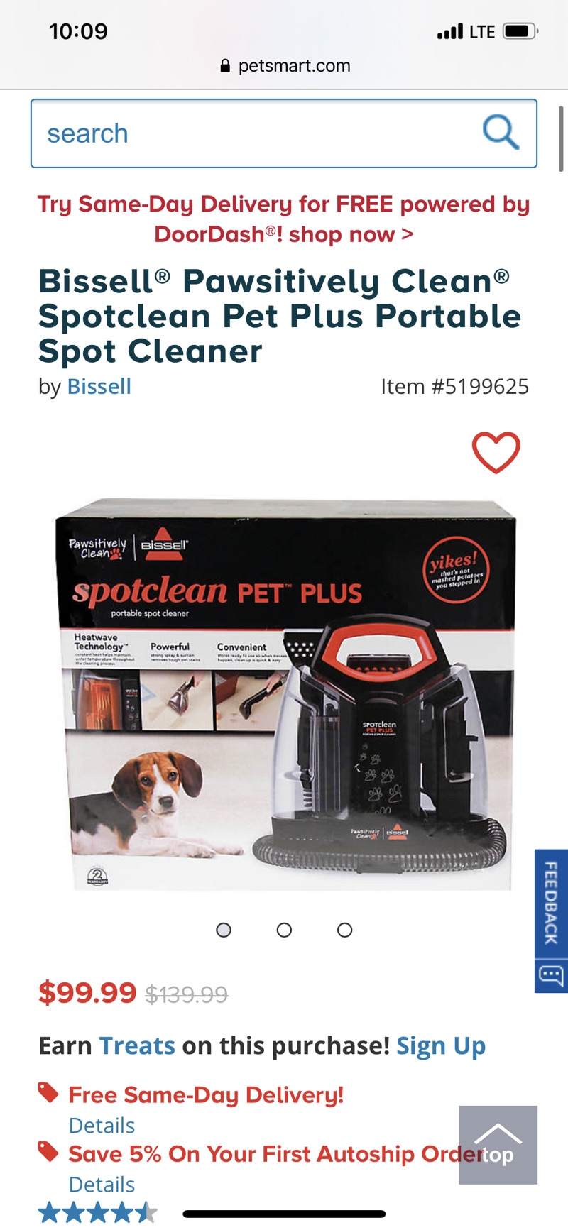 Bissell® Pawsitively Clean® Spotclean Pet Plus Portable Spot Cleaner 手持地毯清理机