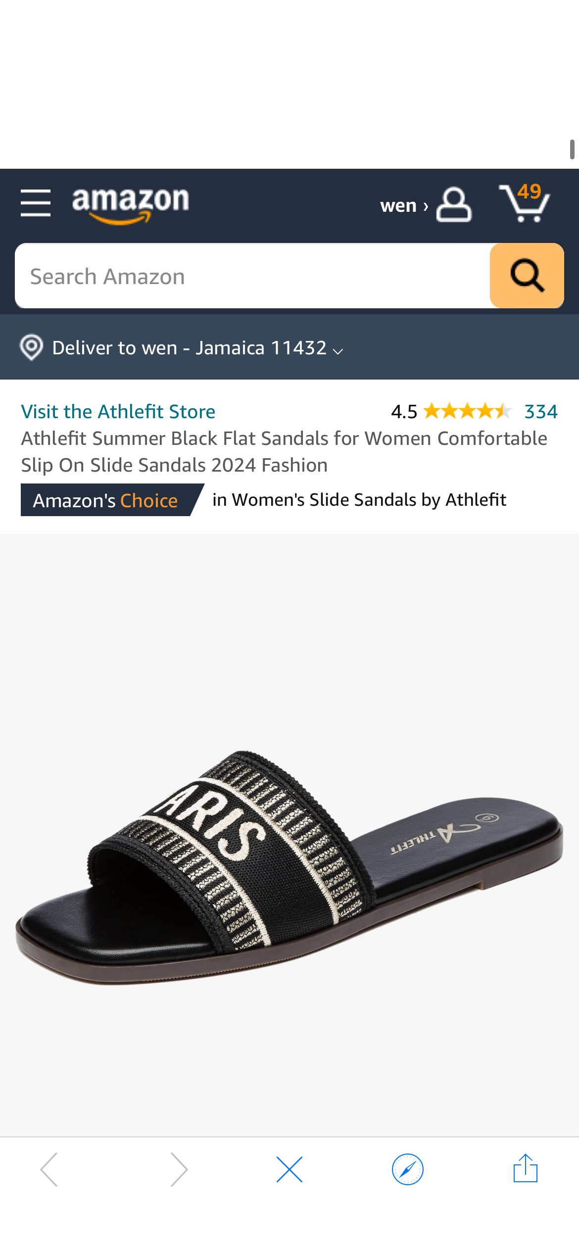 Amazon.com | Athlefit Black Slide Sandals for Women Summer Dressy 2024 Slip on Flat Sandals | Slides