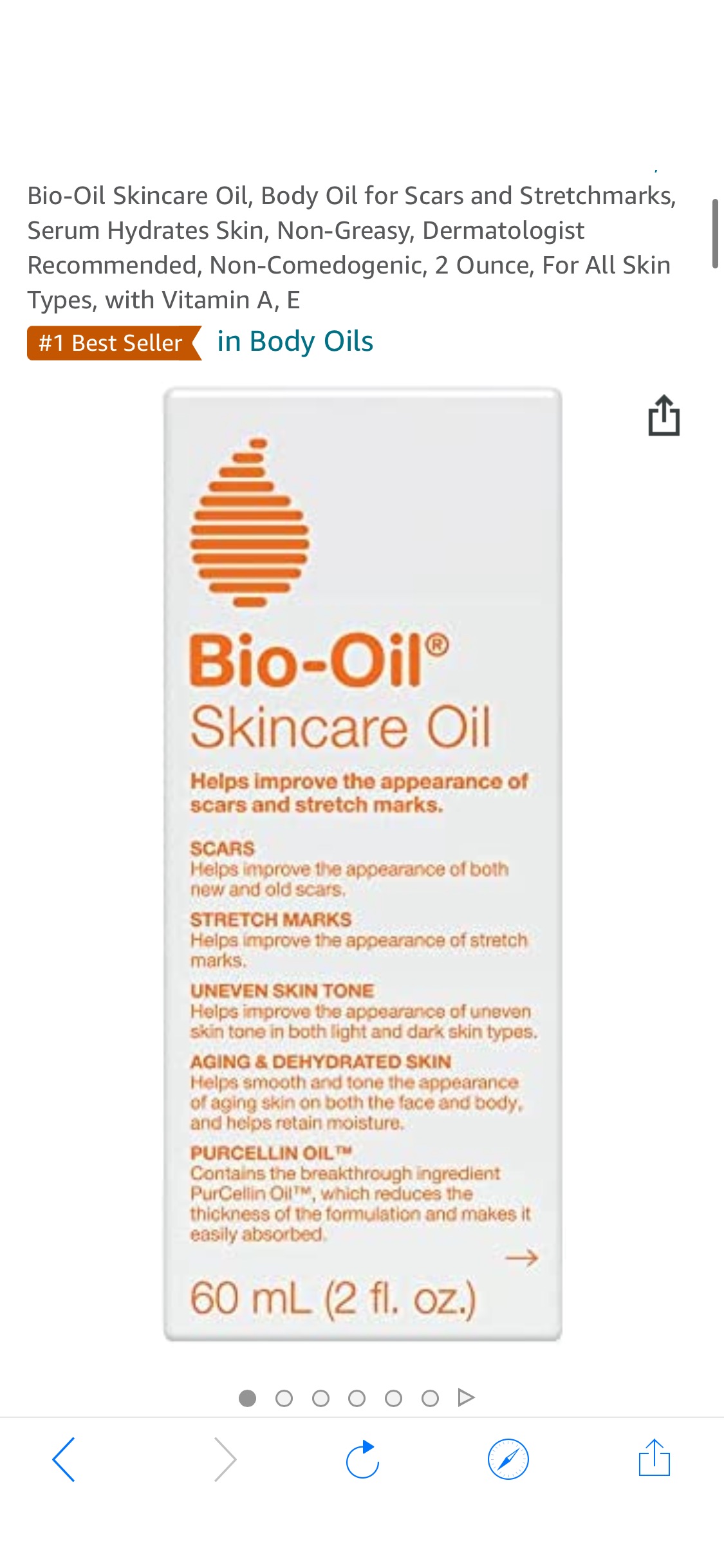 Bio-Oil Skincare Oil, Body Oil for Scars and Stretchmarks, Serum Hydrates Skin, Non-Greasy, Dermatologist Recommended, Non-Comedogenic, 2 Ounce, For All Skin Types, with Vitamin A, E : 祛疤油