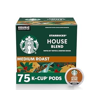 Starbucks K-Cup Coffee Pods, Medium Roast, House Blend for Keurig Brewers, 100% Arabica, 1 Box (75 Pods)