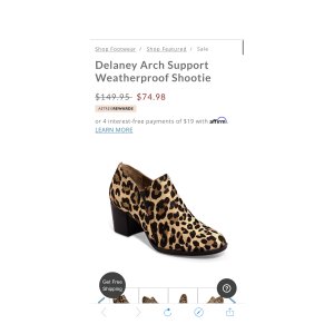 $74.98 Delaney Arch Support Weatherproof Shootie靴子