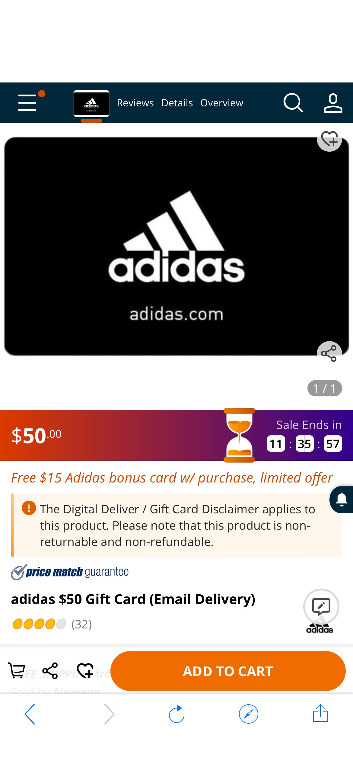 Adidas $50 Gift Cards - Newegg.com