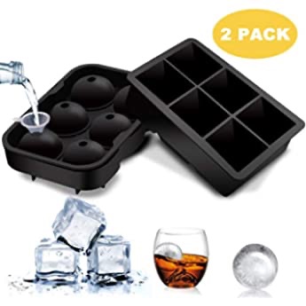 亚马逊超高性价比冰格两盒装Amazon.com: Ice Cube Trays, Silicone Ice Cube Tray Big, Silicone Ice Ball with Lid, Large Ice Square Molds, Reusable Mold and Dishwasher Safe: Kitchen & Dining