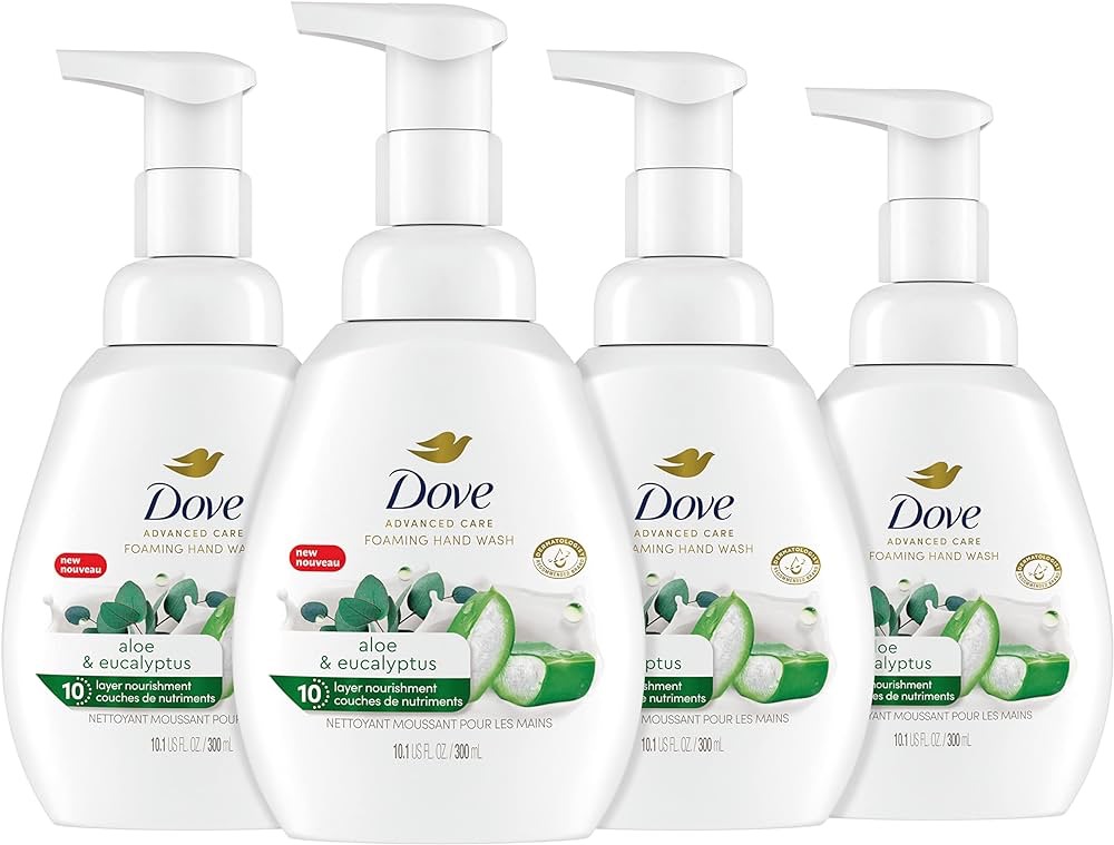 Amazon.com : Dove Foaming Hand Wash Aloe & Eucalyptus Pack of 4 Protects Skin from Dryness, More Moisturizers than the Leading Ordinary Hand Soap, 10.1 oz : Beauty & Personal Care