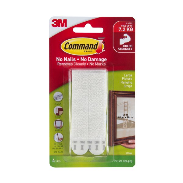 Command Picture Hanging Strips, Large, White