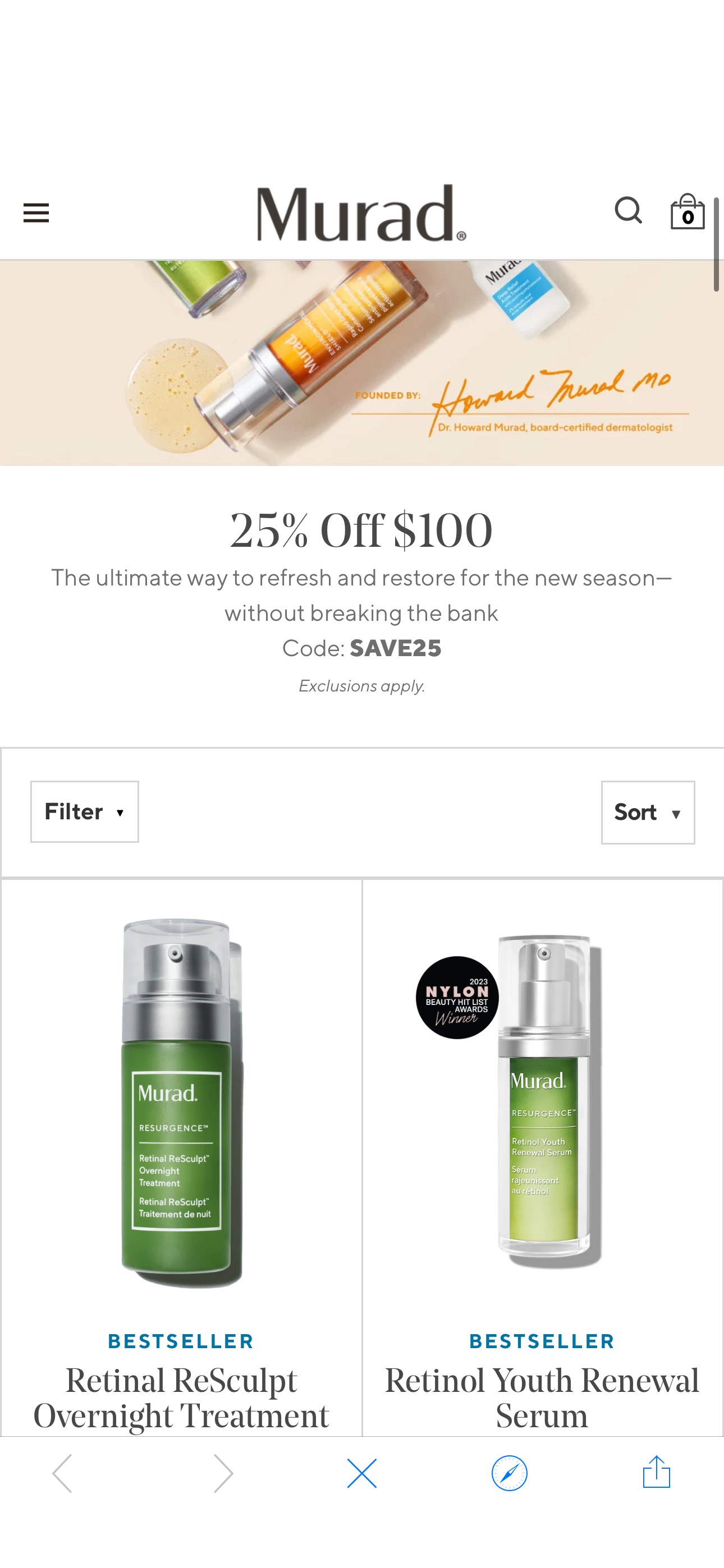 Shop Murad's Bestsellers | Murad Skincare 25% Off $100 The ultimate way to refresh and restore for the new season—without breaking the bank
Code: SAVE25