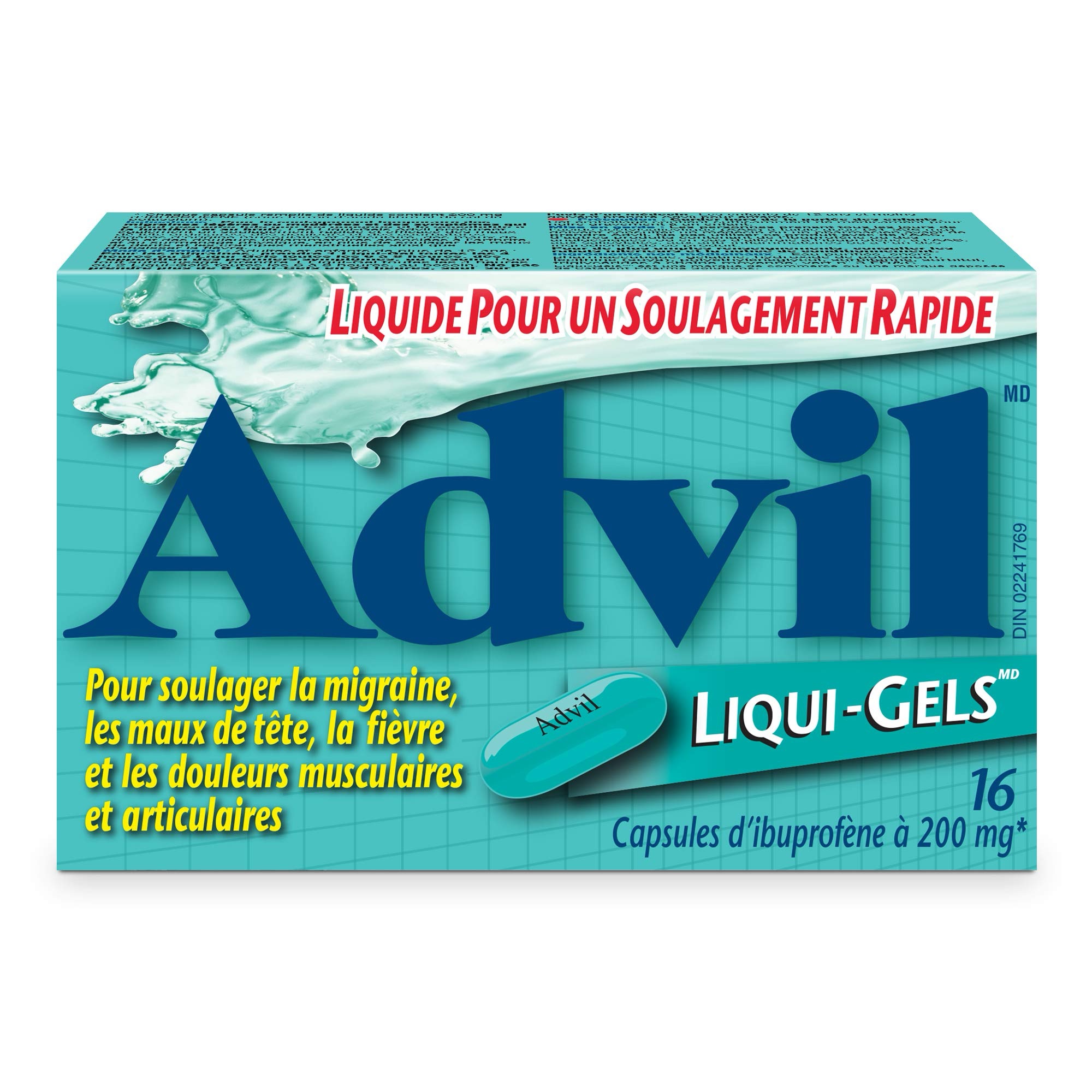 Advil Regular Strength Ibuprofen Pain Relief Liquid-Gels, Fast Acting Pain Relief for Migraine, Arthritis, Back, Neck, Joint, and Muscle Relief, 200mg (16 Count) : Amazon.ca: Health & Personal Care