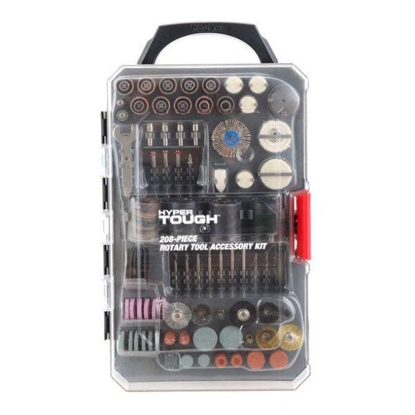 Hyper Tough 208 Piece Rotary Tool Accessory Kit with Storage Case