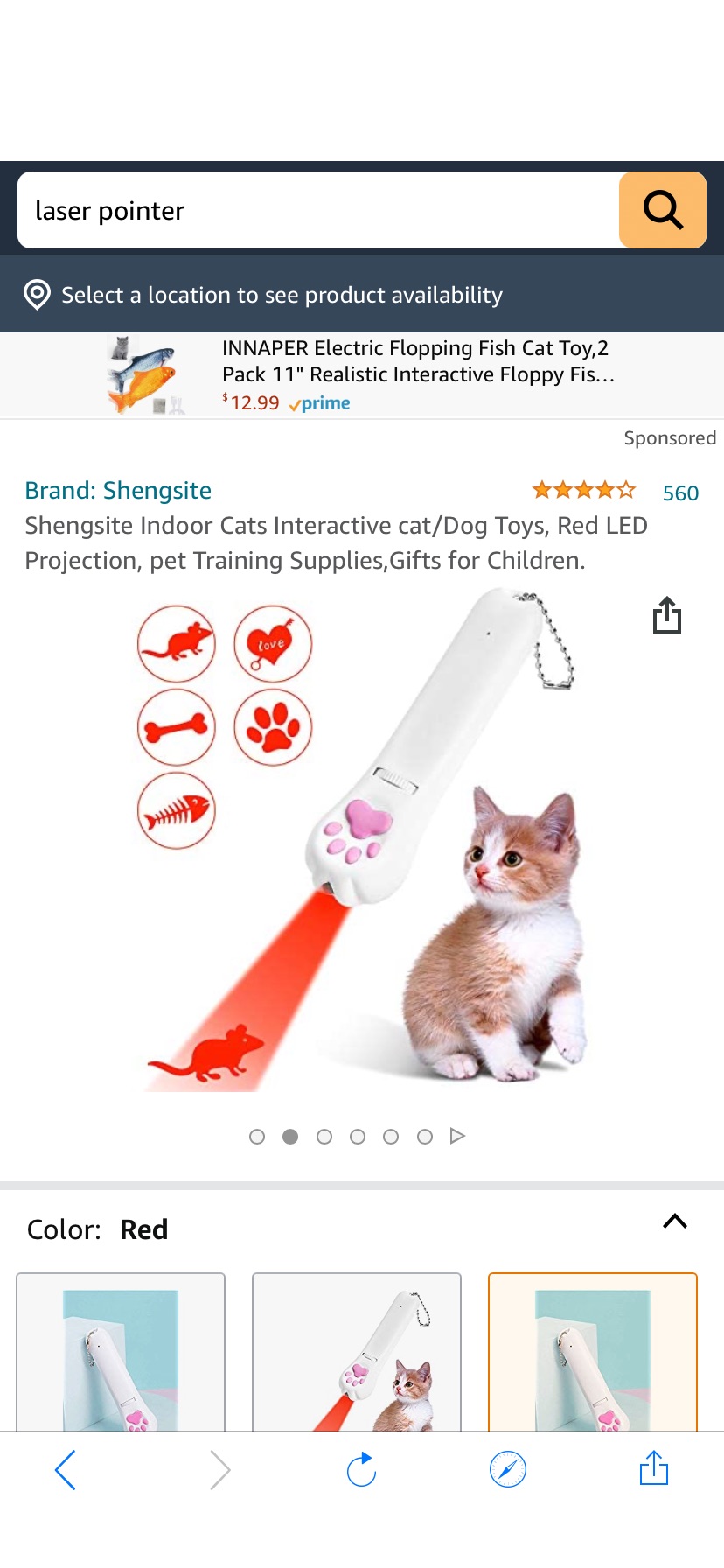 宠物激光笔Amazon.com : Shengsite Indoor Cats Interactive cat/Dog Toys, Red LED Projection, pet Training Supplies, Gifts for Children. : Kitchen & Dining