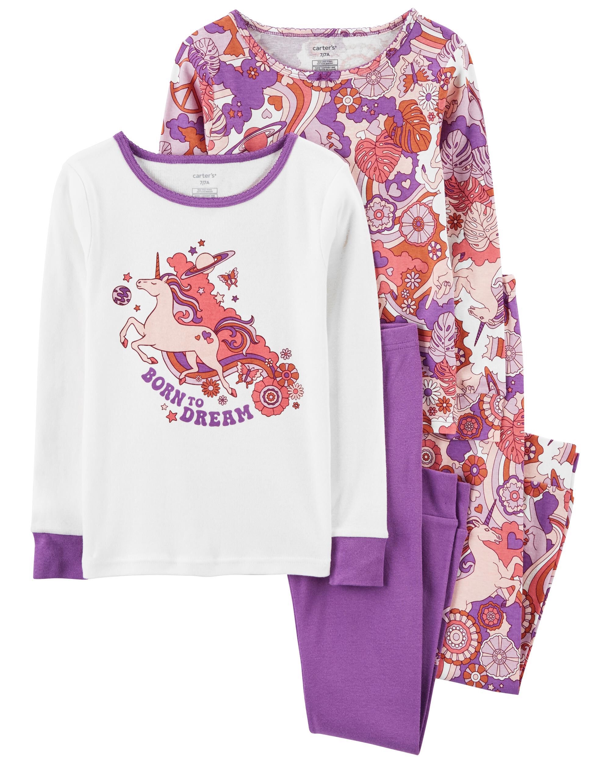 White/Purple Kid 4-Piece Unicorn 100% Snug Fit Cotton Pajamas | carters.com
