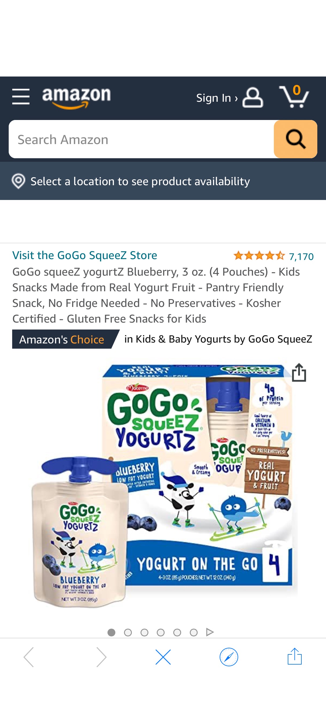 Amazon.com : GoGo squeeZ yogurtZ Blueberry, 3 oz. (4 Pouches) - Kids Snacks Made from Real Yogurt Fruit - Pantry Friendly Snack, No Fridge Needed - No蓝莓味酸奶