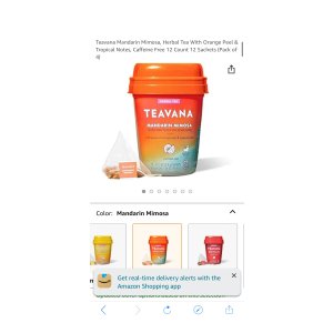 $13.59 Amazon.com : Teavana Peach Tranquility, Herbal Tea with Chamomile and Notes of Citrus, 60 Count 茶60 包
