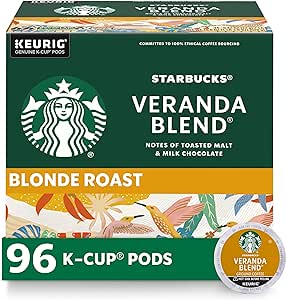 Amazon.com : Starbucks K-Cup Coffee Pods—Starbucks Blonde Roast Coffee—Veranda Blend for Keurig Brewers—100% Arabica—4 boxes (96 pods total) : Everything Else